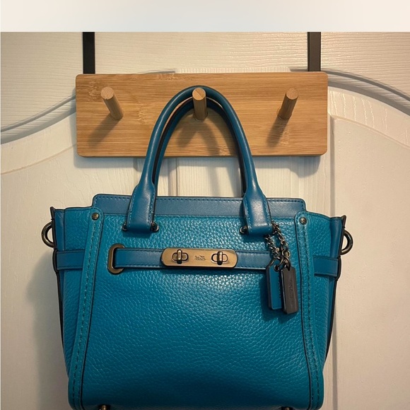 Coach Vibrant Turquoise Mini Swagger Bag - Picture 1 of 7